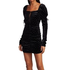 For love and lemons lola puff sleeve lace up velvet dress